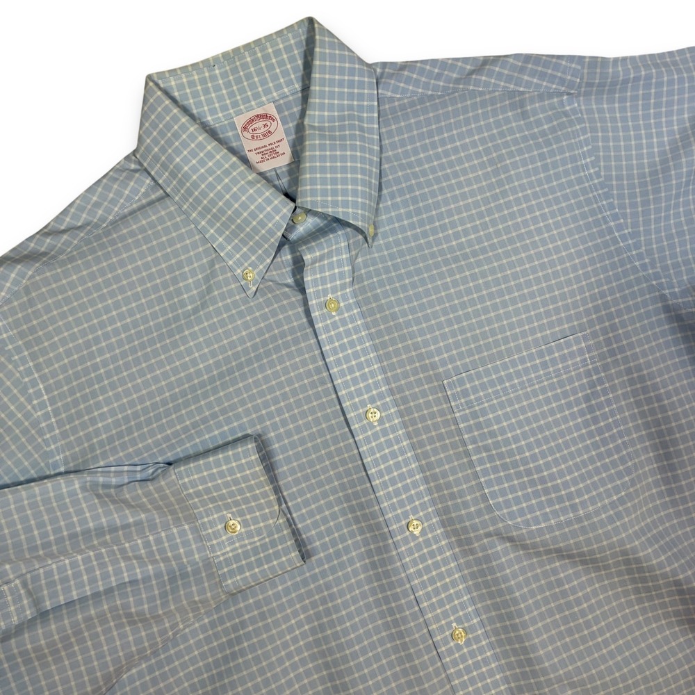 Brooks Brothers Mens Long Sleeve Button Down Shirt Blue‎ Checkered